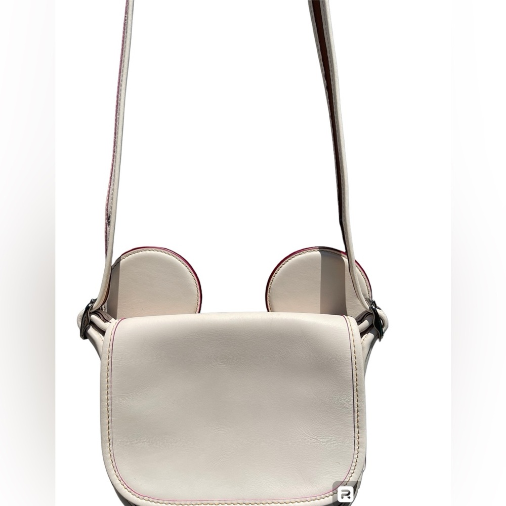 Rare! Coach Disney Patricia Mickey Mouse Ears Chalk Leather Crossbody Bag - Picture 11 of 16